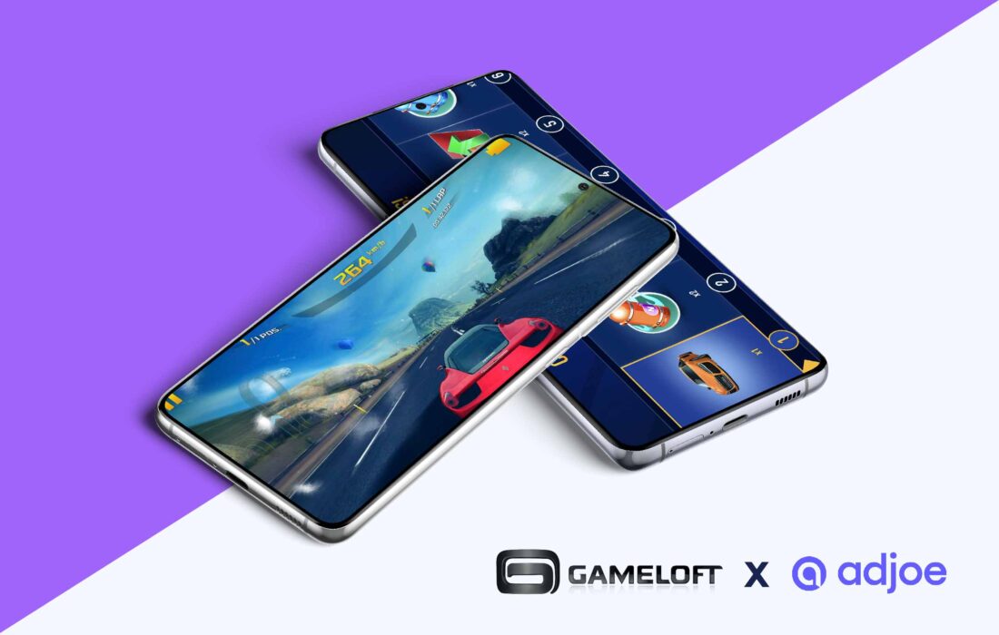 two phone screens on top of each other showing gameloft games