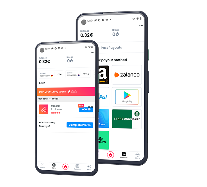 two phone screens showing Poll Pay app user experience