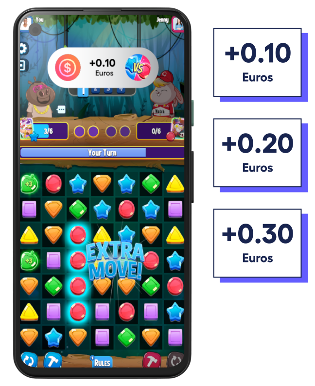 phone screen with advertiser game where user earns rewards with BitBurst