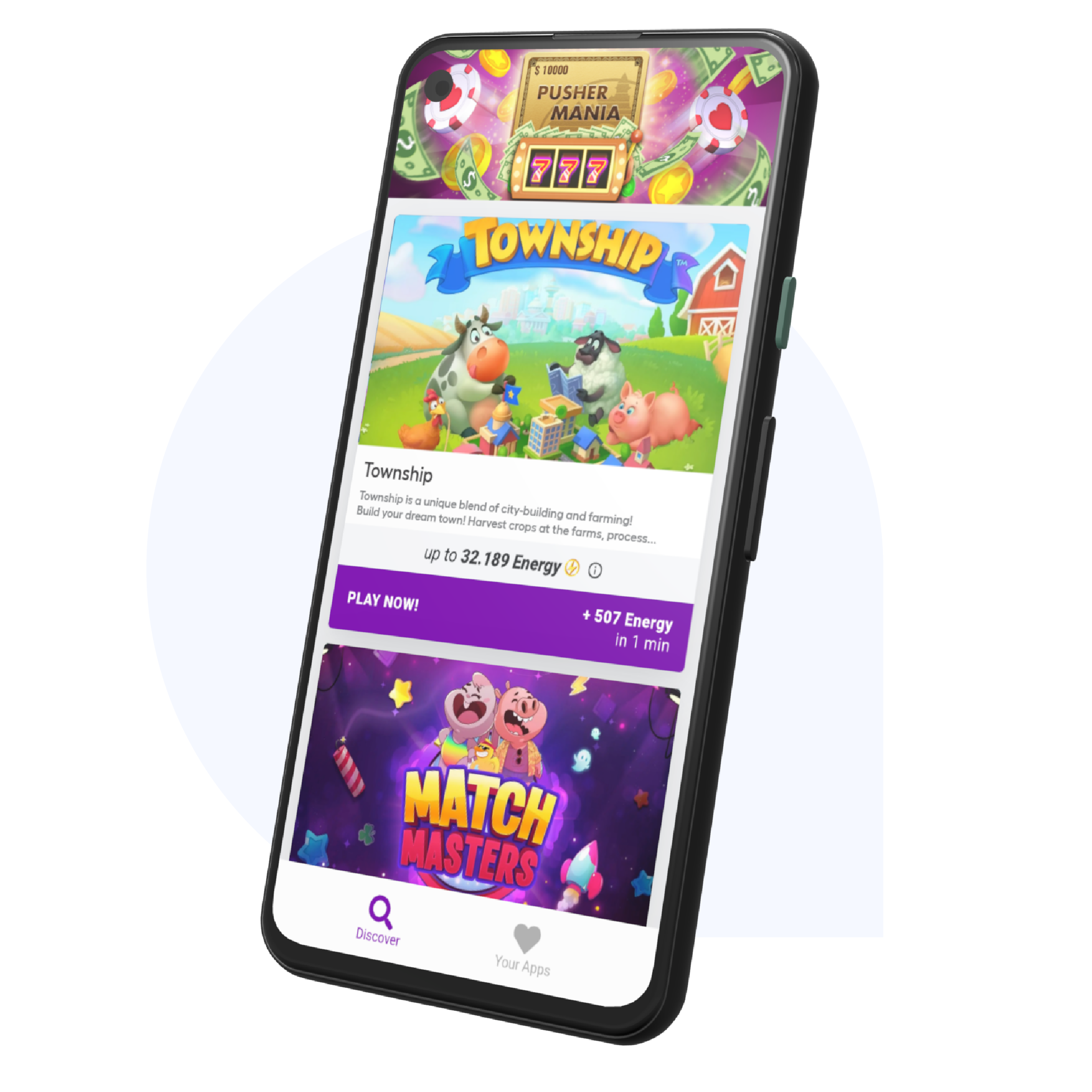 image of phone with playtime offering inside an app