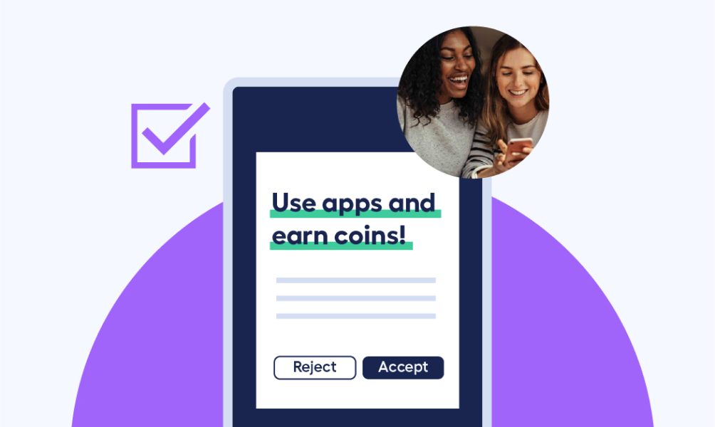 Abstract creative of opt-in screen when users initiate Playtime ad unit