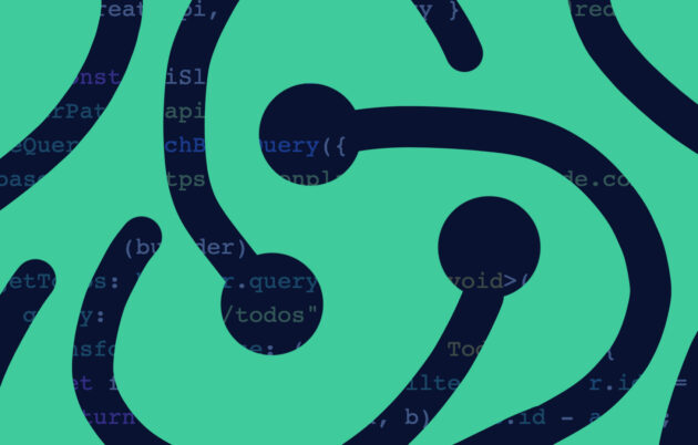 decorative green and navy animation of swirls with code embedded