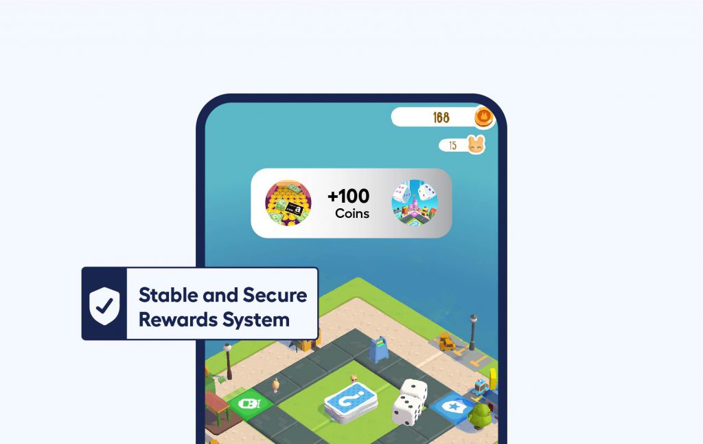 phone screen with game showing that user has securely received rewards