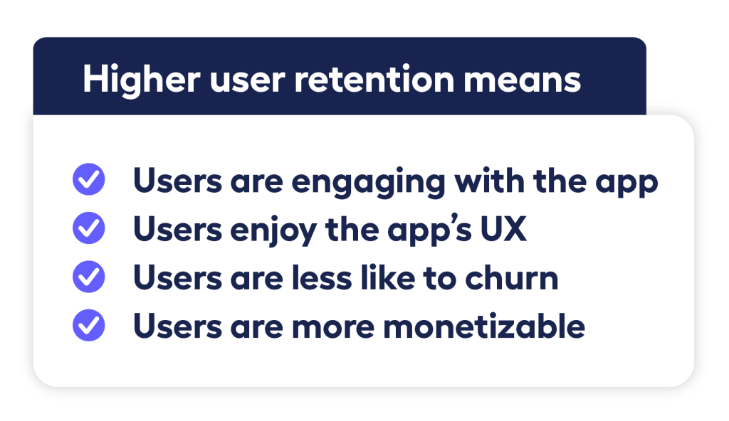 Higher user retention means for mobile apps. Retention rate guide