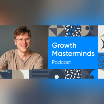 podcast title with image of adjoe CEO Jonas Thiemann laughing with title Growth Masterminds