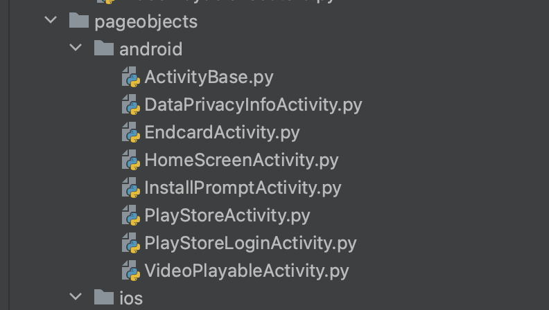 screenshot demonstrating how each interface is represented by its own python class 