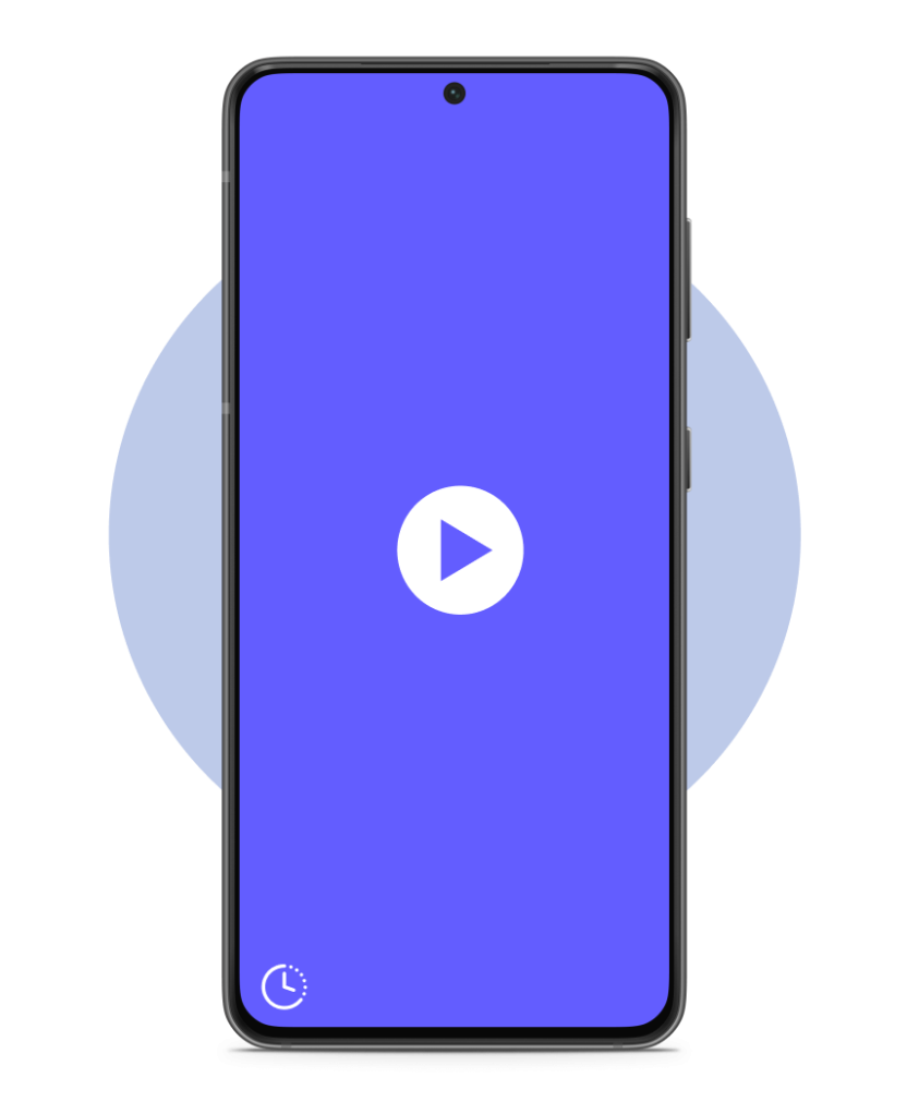 phone mockup of play button in middle of screen