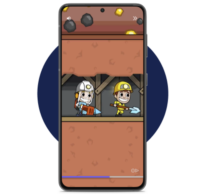 Phone screen showing Kolibri miner tycoon game
