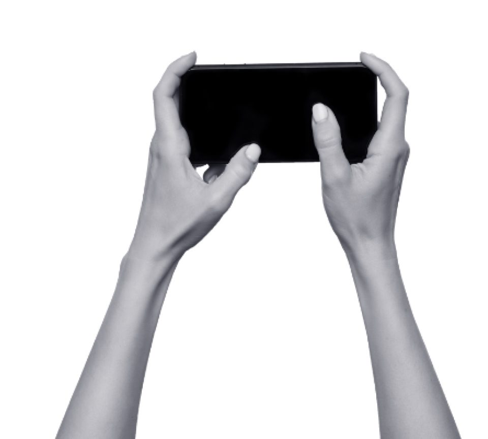 Hands holding a smartphone with question: how often do you play mobile games