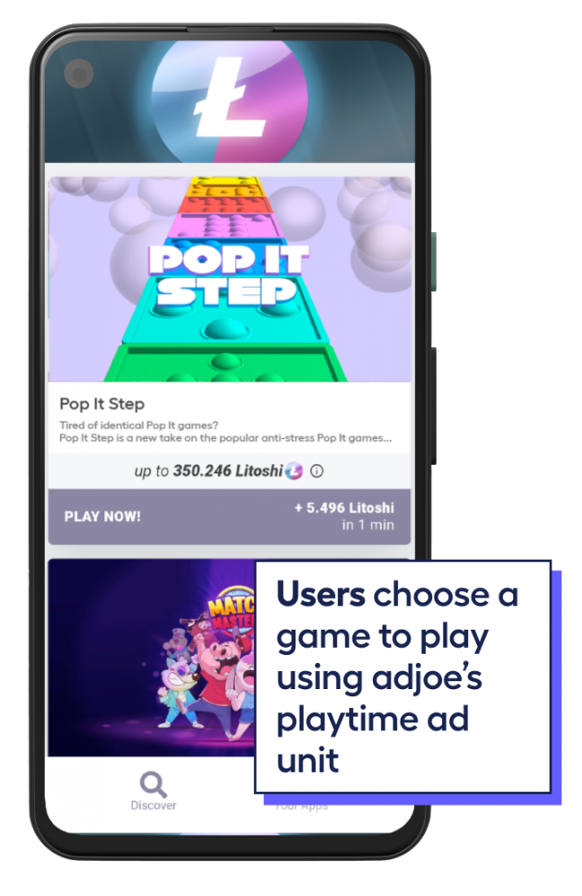 phone screen of user being presented with advertiser games in Playtime offerwall