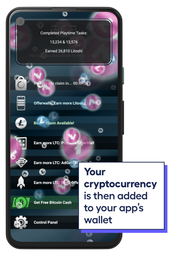 phone screen showing cryptocurrency being sent to Bitcoin aliens app