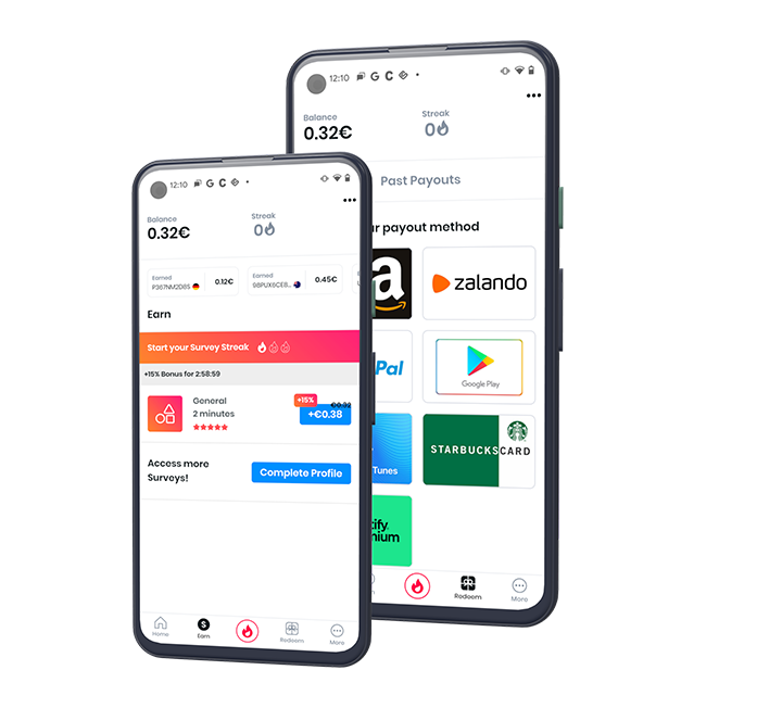 two phone screens showing Poll Pay app user experience