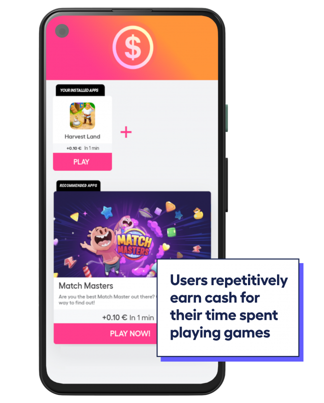 phone screen in Bitburst app with Playtime offerwall