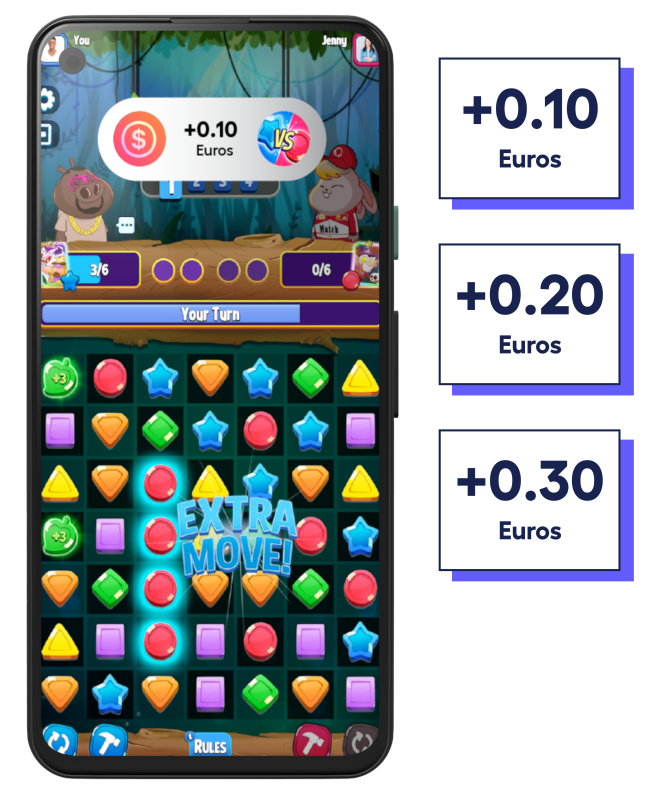 phone screen with advertiser game where user earns rewards with BitBurst