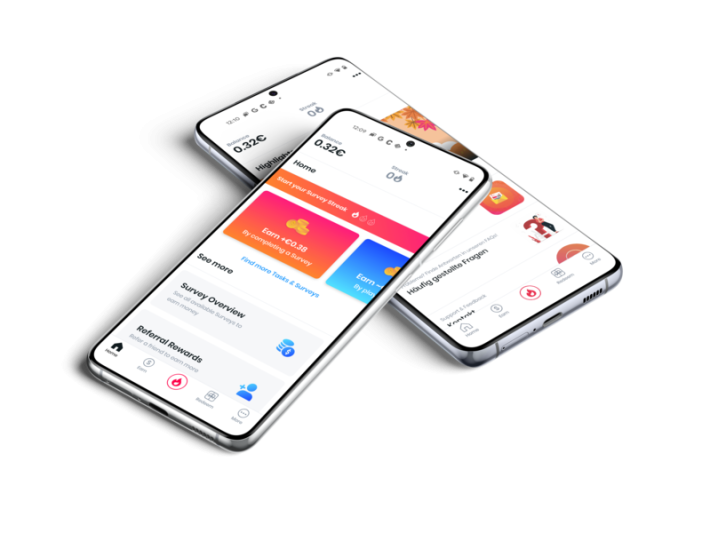 two phone screens on top of eachother showing Poll Pay app from Bitburst