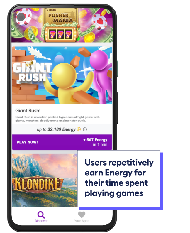 phone screen showing playtime offerwall in Tapnation app