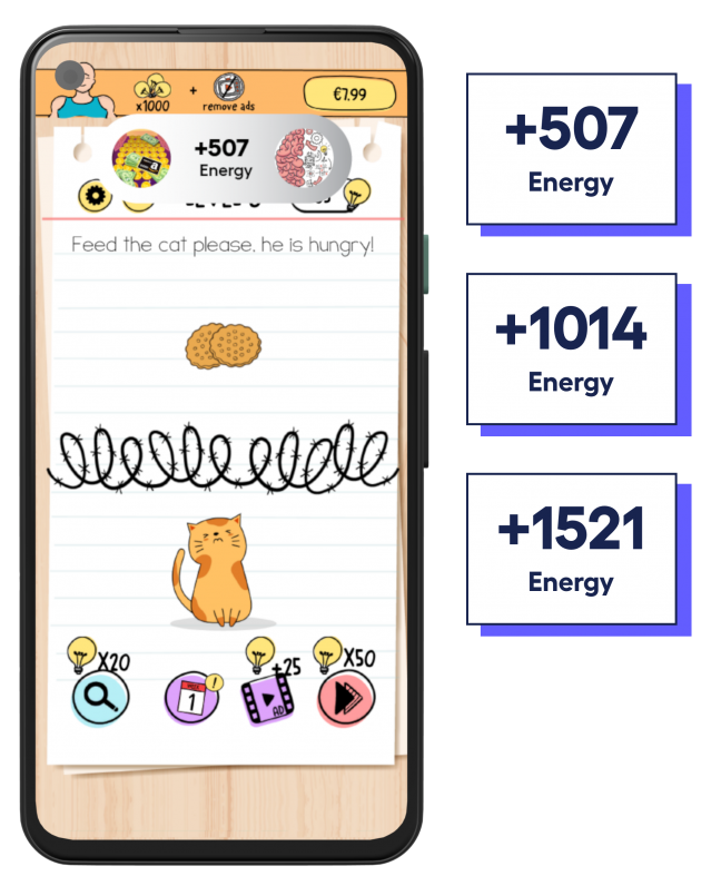 Phone screen with Unico Studio game showing how Playtime rewards users with points