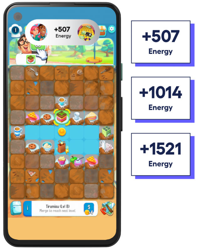 phone screen showing users earning in-app currency with Trailmix