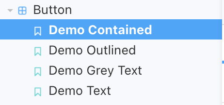 Screenshot of a button story with four substories in Storybook in article about writing stories with Storybook