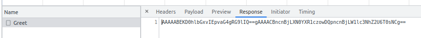 Screenshot of response in gRPC (message=Hello John Doe!)