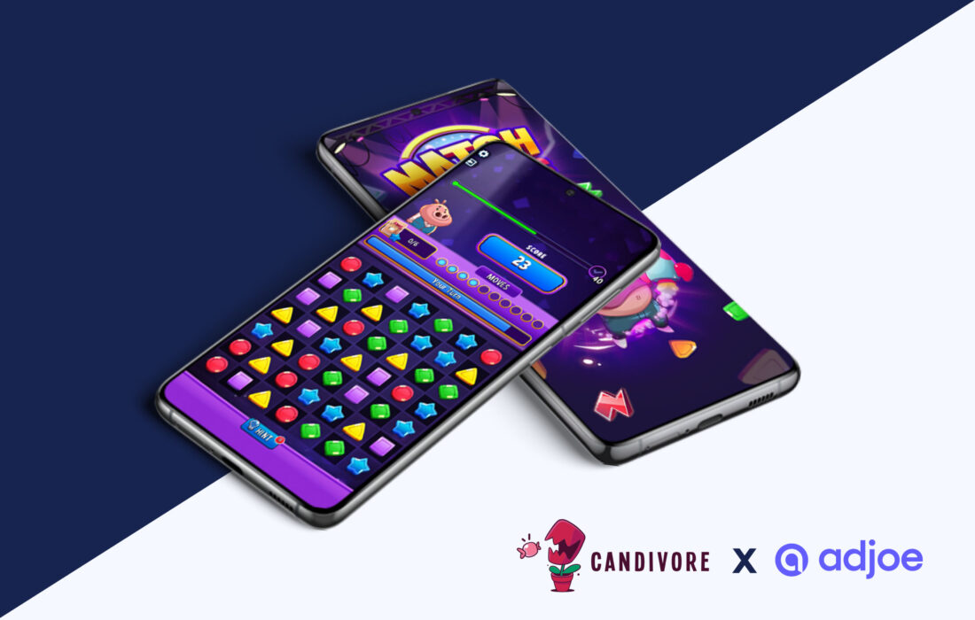 two phone screens on top of each other showing game Match Masters