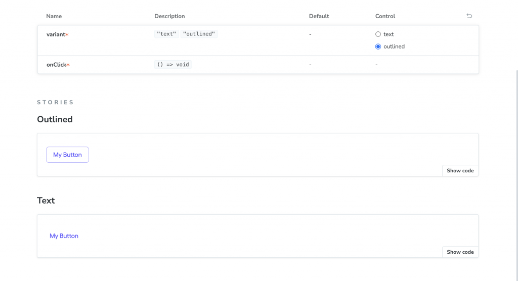 Screenshot of the Documentation of the MyButton Component