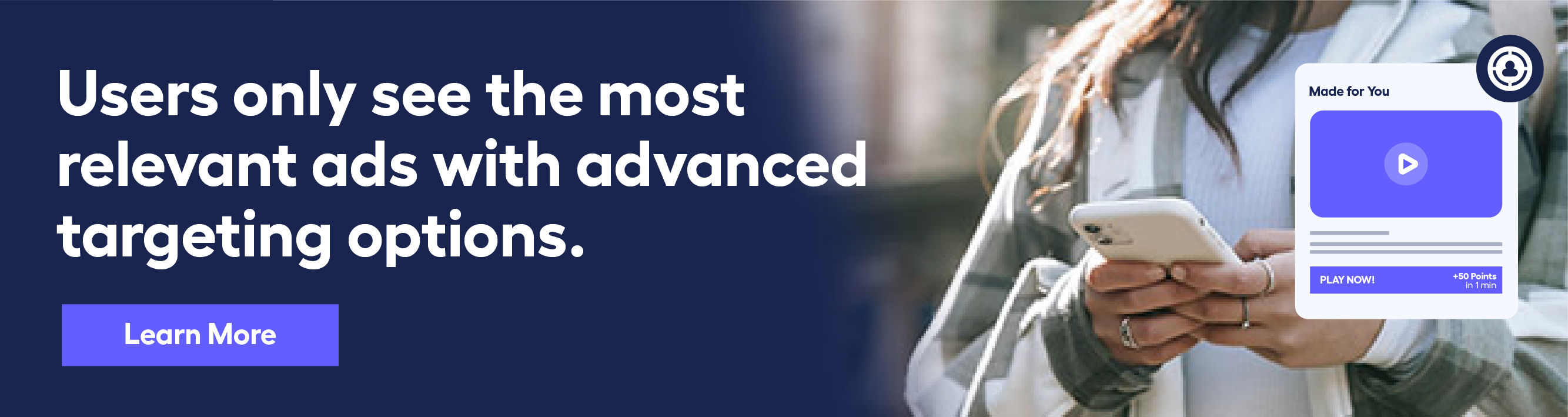 banner showing midshot of person holding phone outdoors