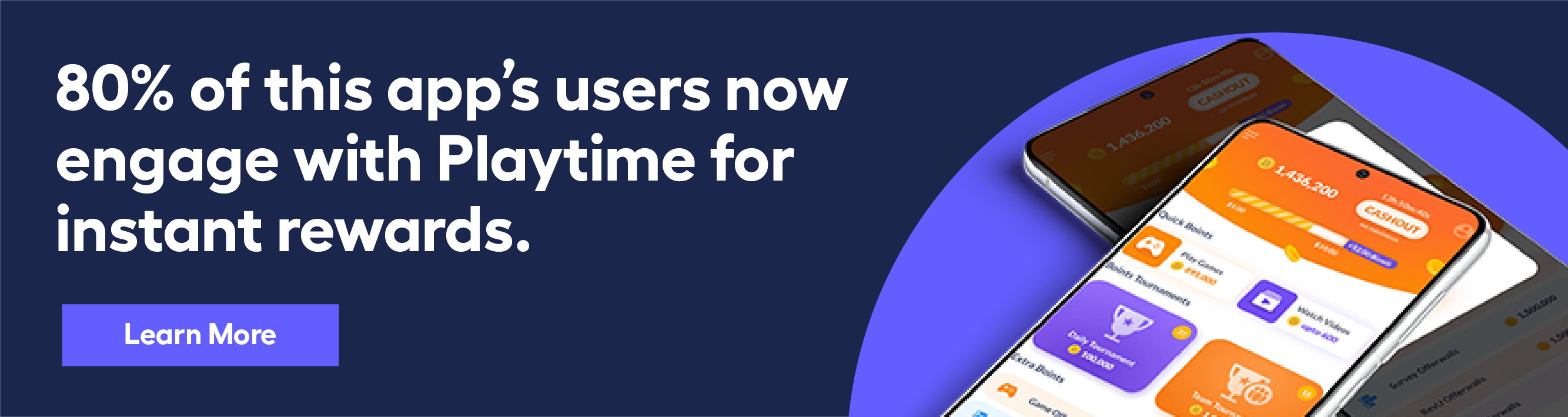 banner showing 80% of app users engage with Playtime