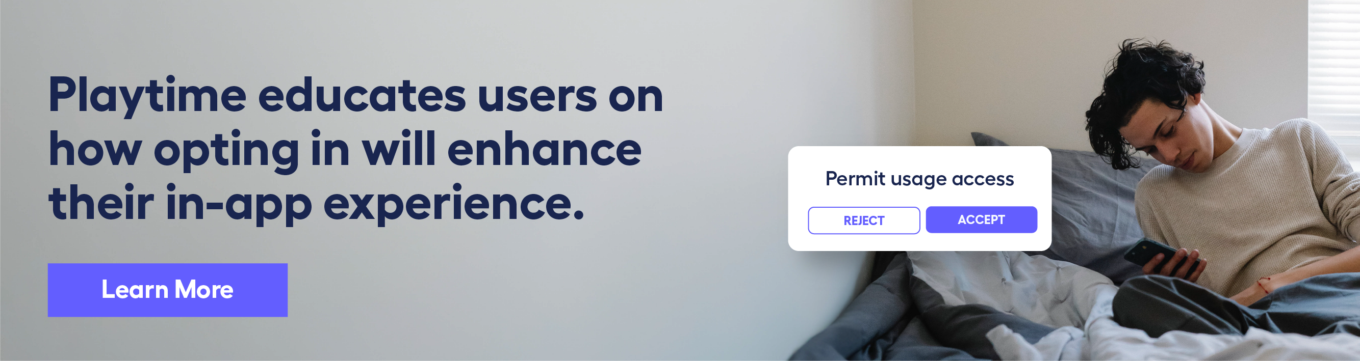 decorative banner stating that Playtime educates users on how opting in will enhance their in-app experience.