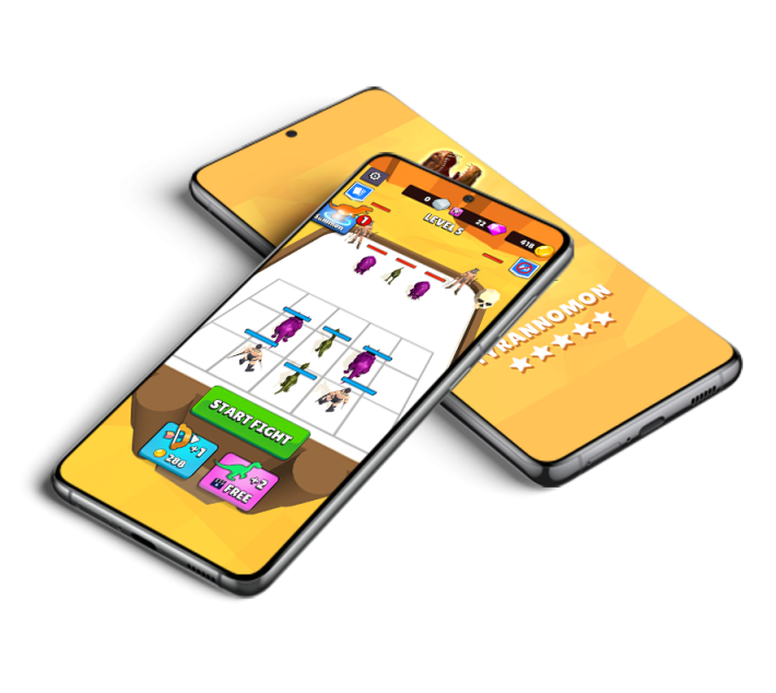 two phone screens showing homa games app on top of each other