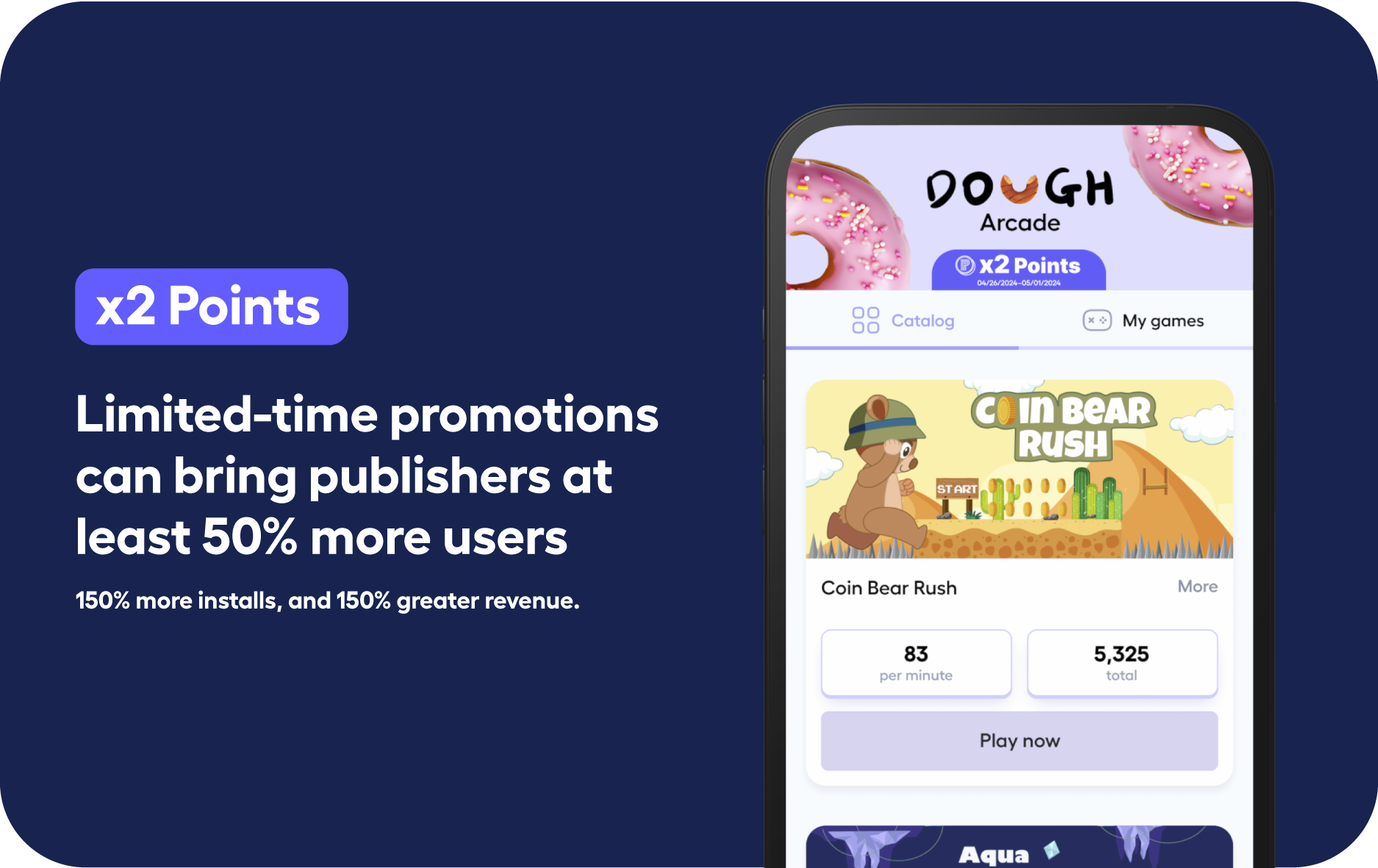 Playtime banner showing limited-time promotions at the top