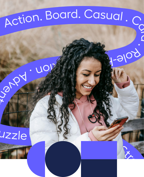 A women smiling looking at the phone