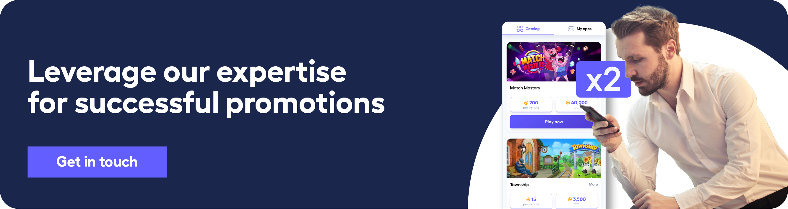 banner showing man looking at his phone 