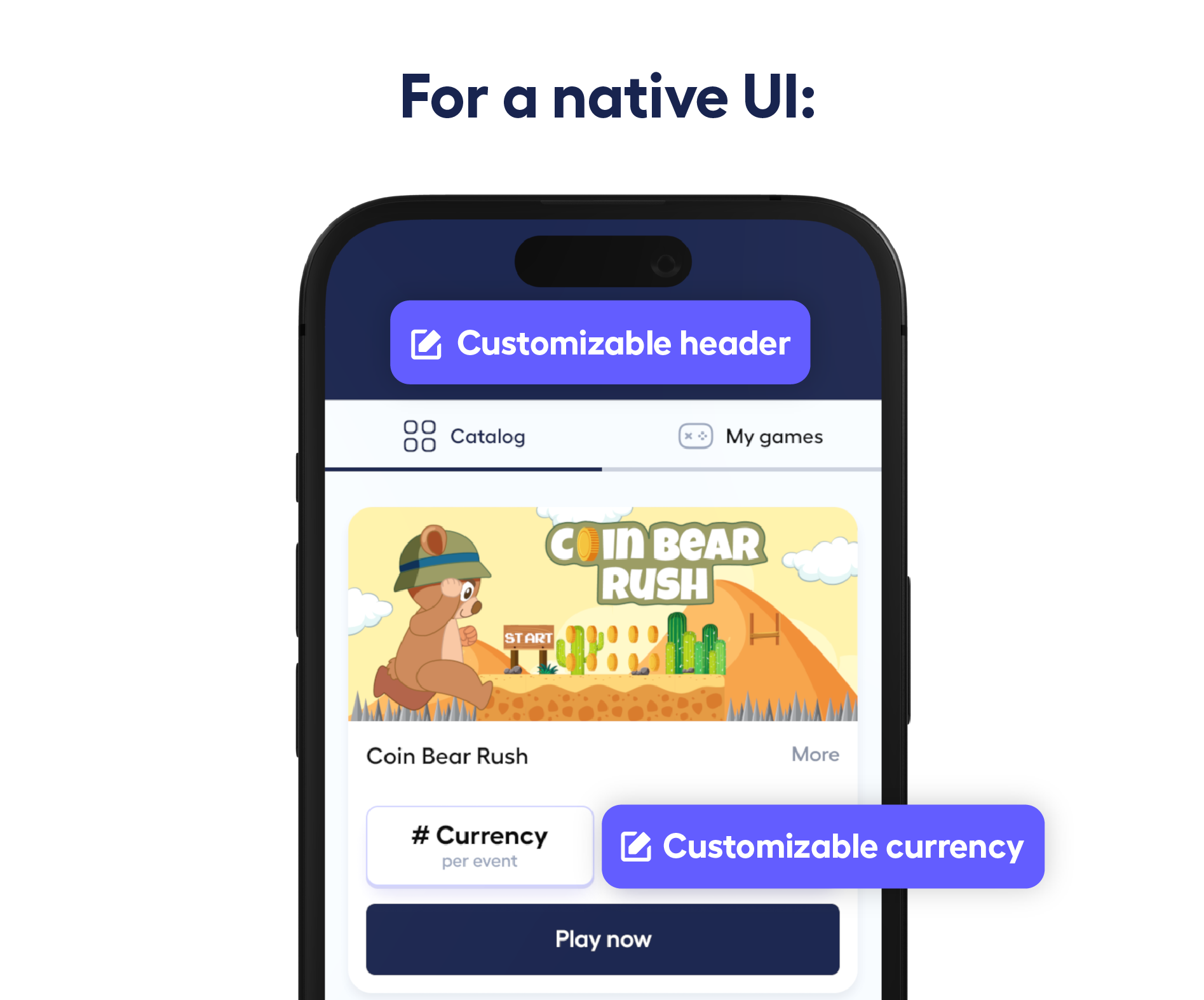 phone screen mockup of adjoe Arcade’s native UI