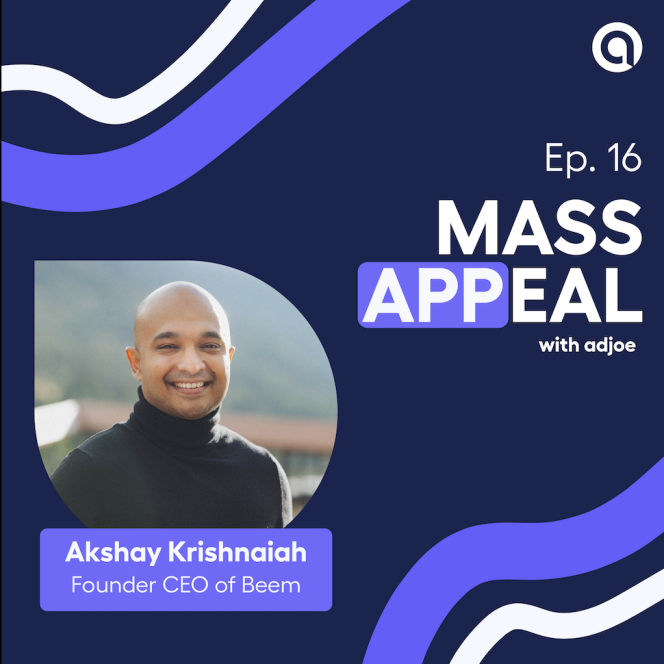 Image showing the guest of episode 16 of the Mass Appeal podcast – Akshay Krishnaiah, CEO of Beem