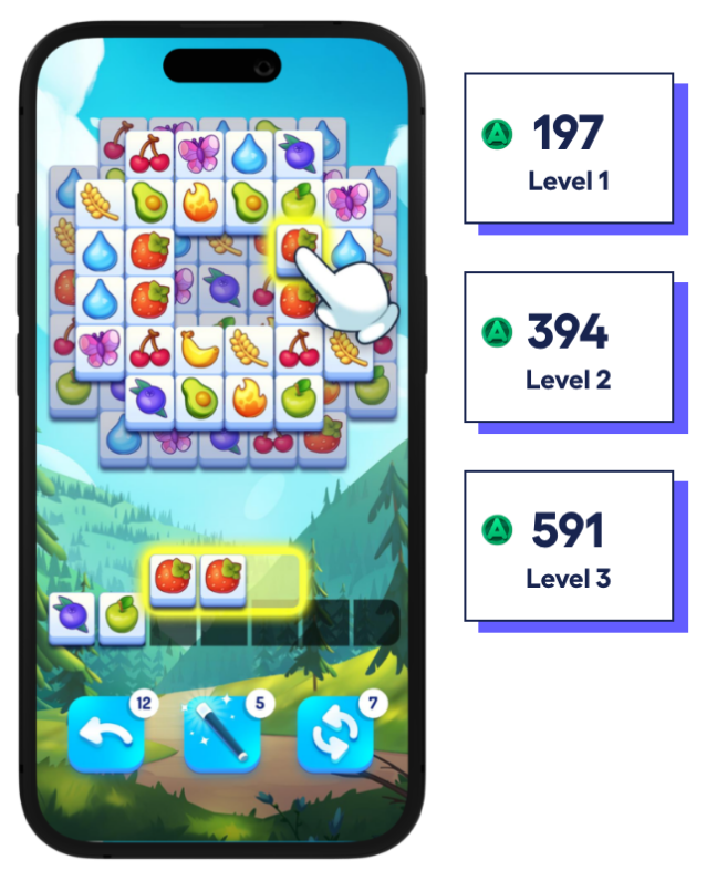 Phone screen showing how user earns rewards by playing games